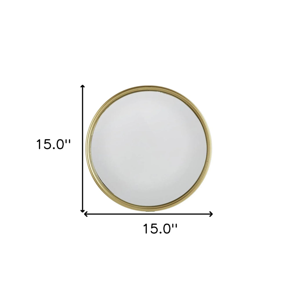 15″ Gold Round Iron Textured Framed Accent Mirror — view 4