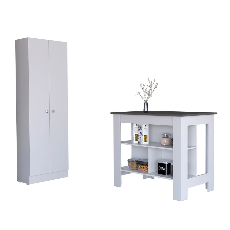 Charlotte 2 Piece Kitchen Set, Kitchen Island + Kitchen Pantry — view 2
