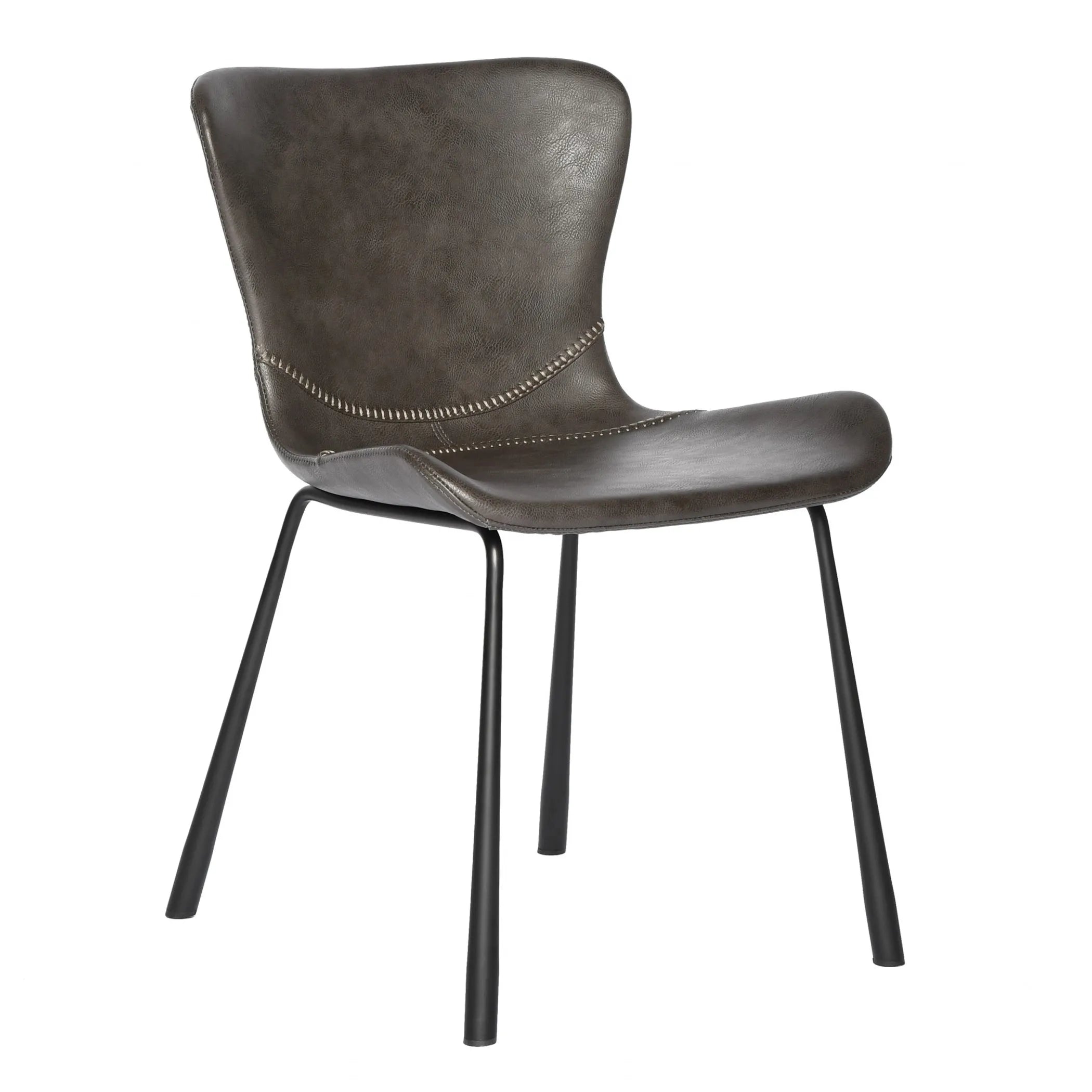 Set of Two Dark Gray Faux Faux Leather Side Chairs — view 2