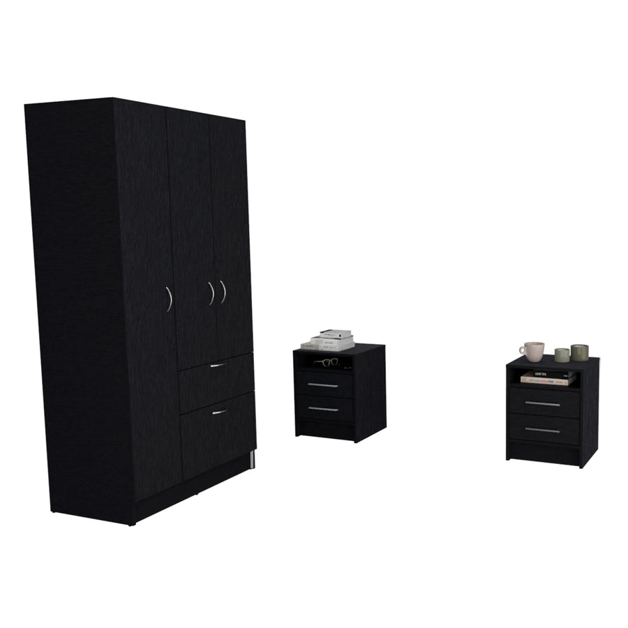 Holland 3 Piece Bedroom Set, Armoire + Nightstand + Nightstand — view 2