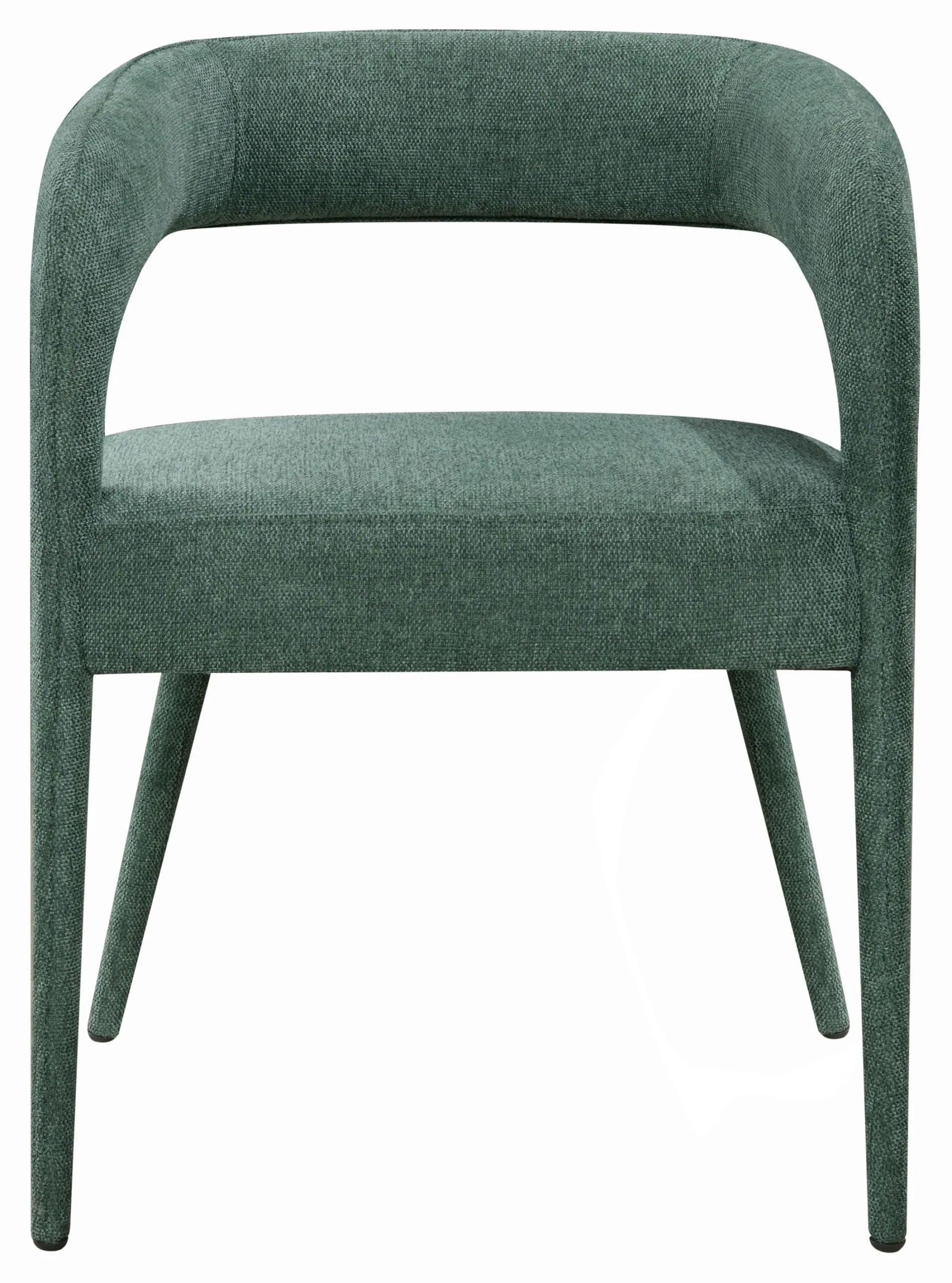 Set of Two Green Upholstered Linen Open Back Dining Side Chairs — view 4