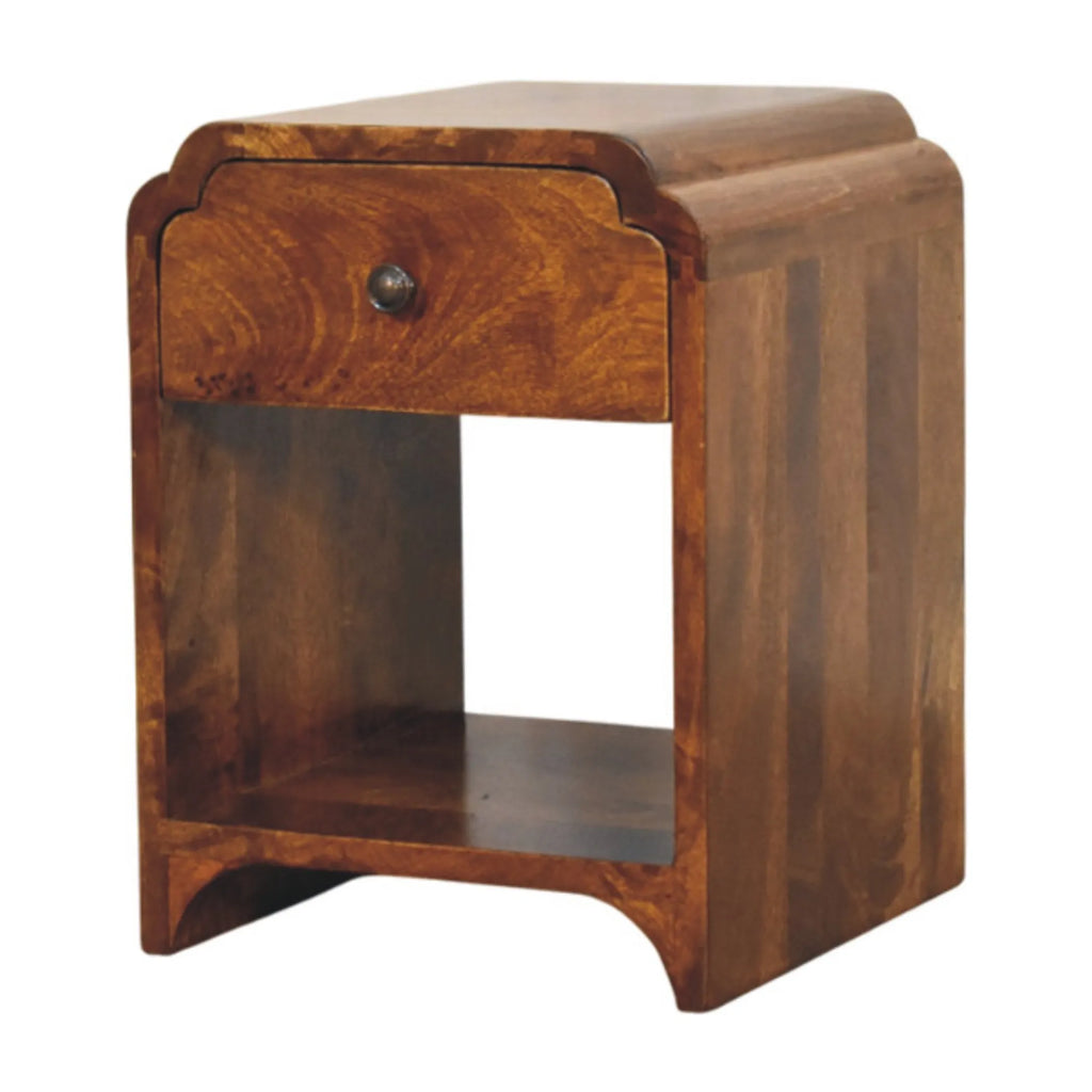 Solid Wood One Drawer Scallop Edge Nightstand — view 3