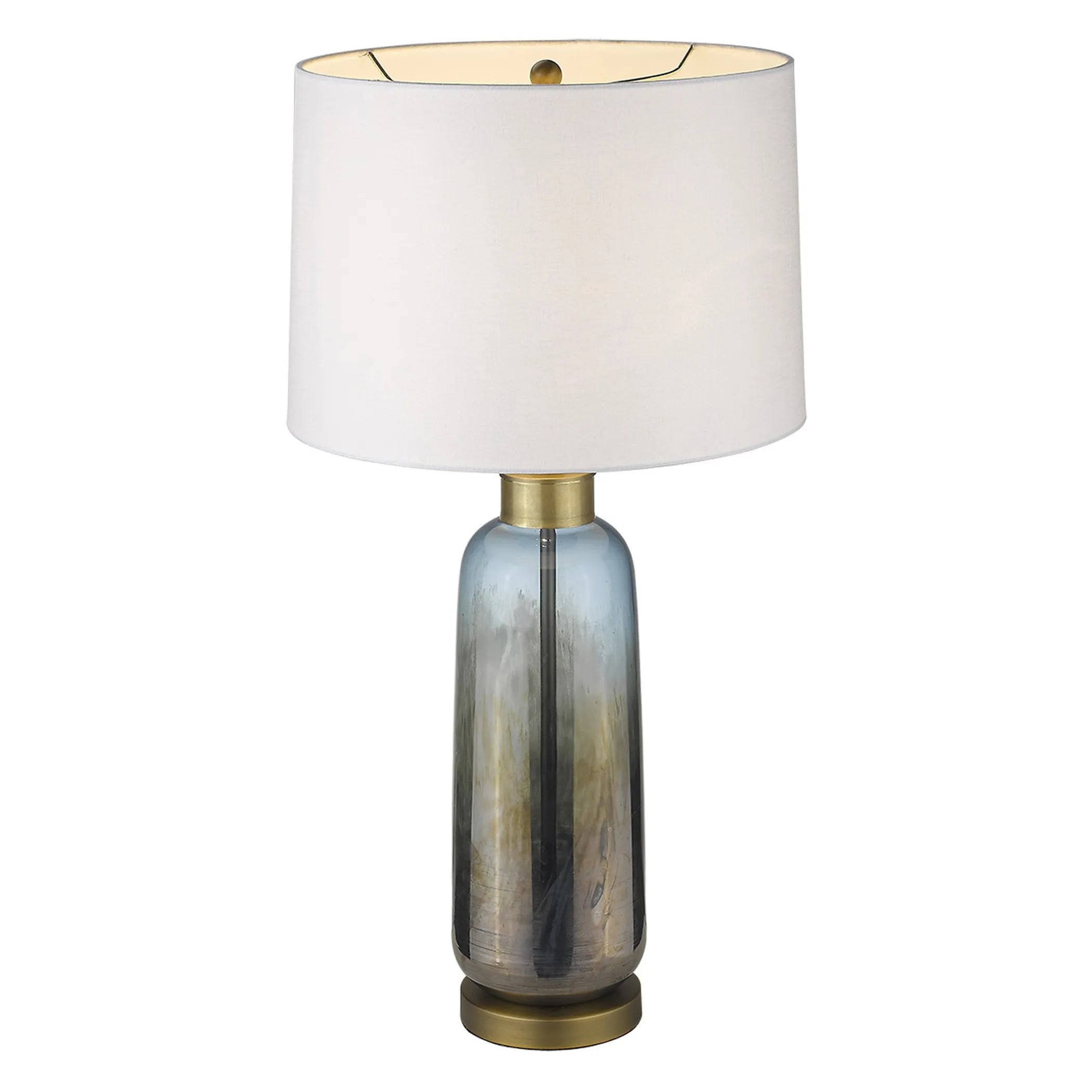 31″ Steel Blue Glass Table Lamp With White Empire Shade — view 4