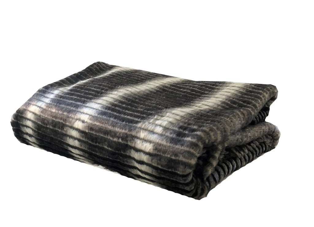 Plutus Gray and Taupe Faux Fur Luxury Throw