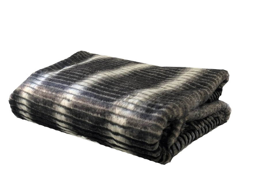 Plutus Gray and Taupe Faux Fur Luxury Throw