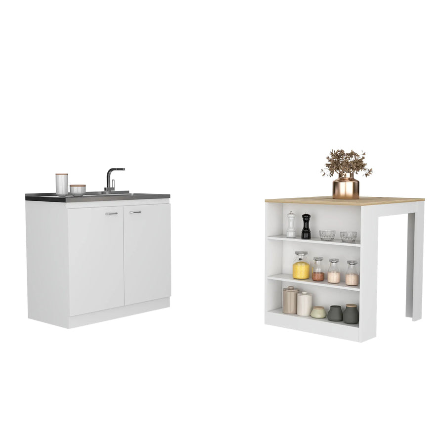 Covelo 2 Piece Kitchen Set, White / Light Oak — view 2