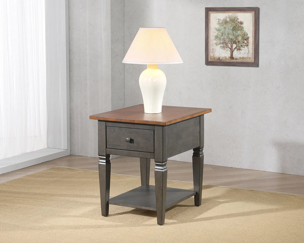 Sunset Trading Dakota Living Room End Table with Drawer and Shelf Storage | 20″W Sofa Sidetable | Two-Tone Distressed Brown…
