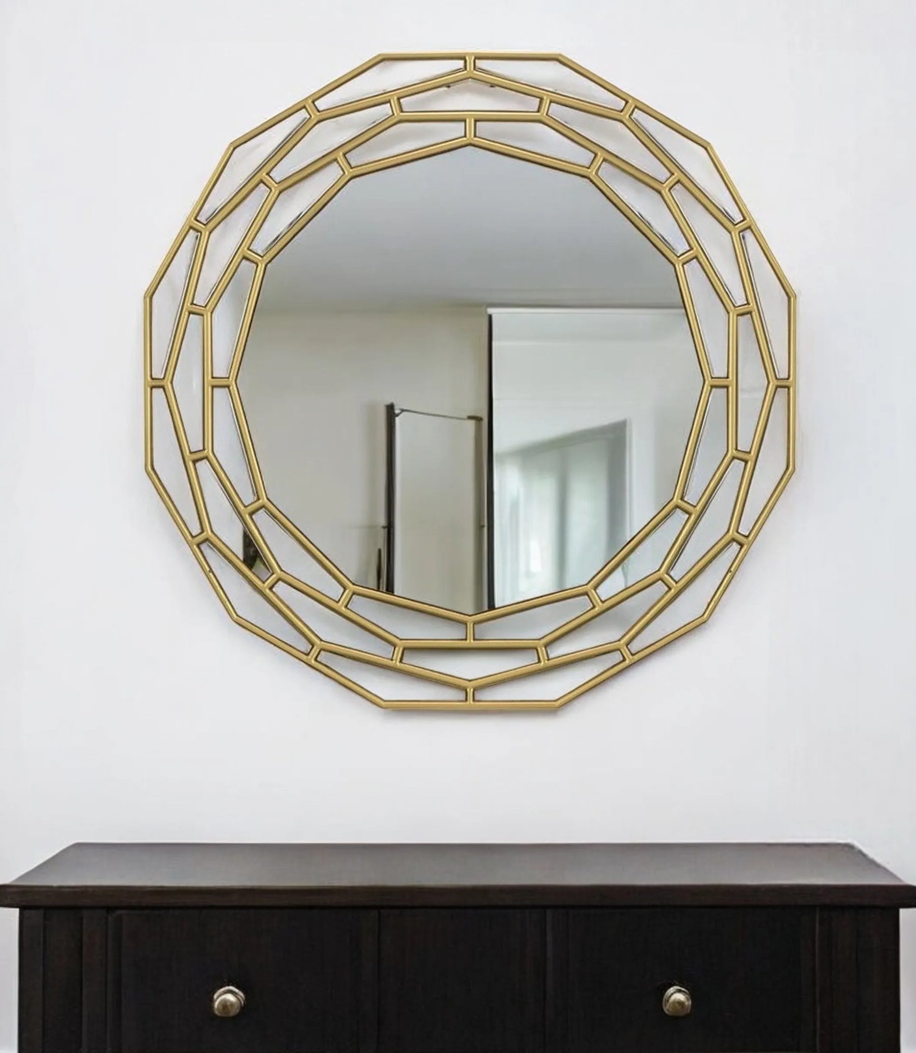 35″ Gold Round Framed Accent Mirror — view 2