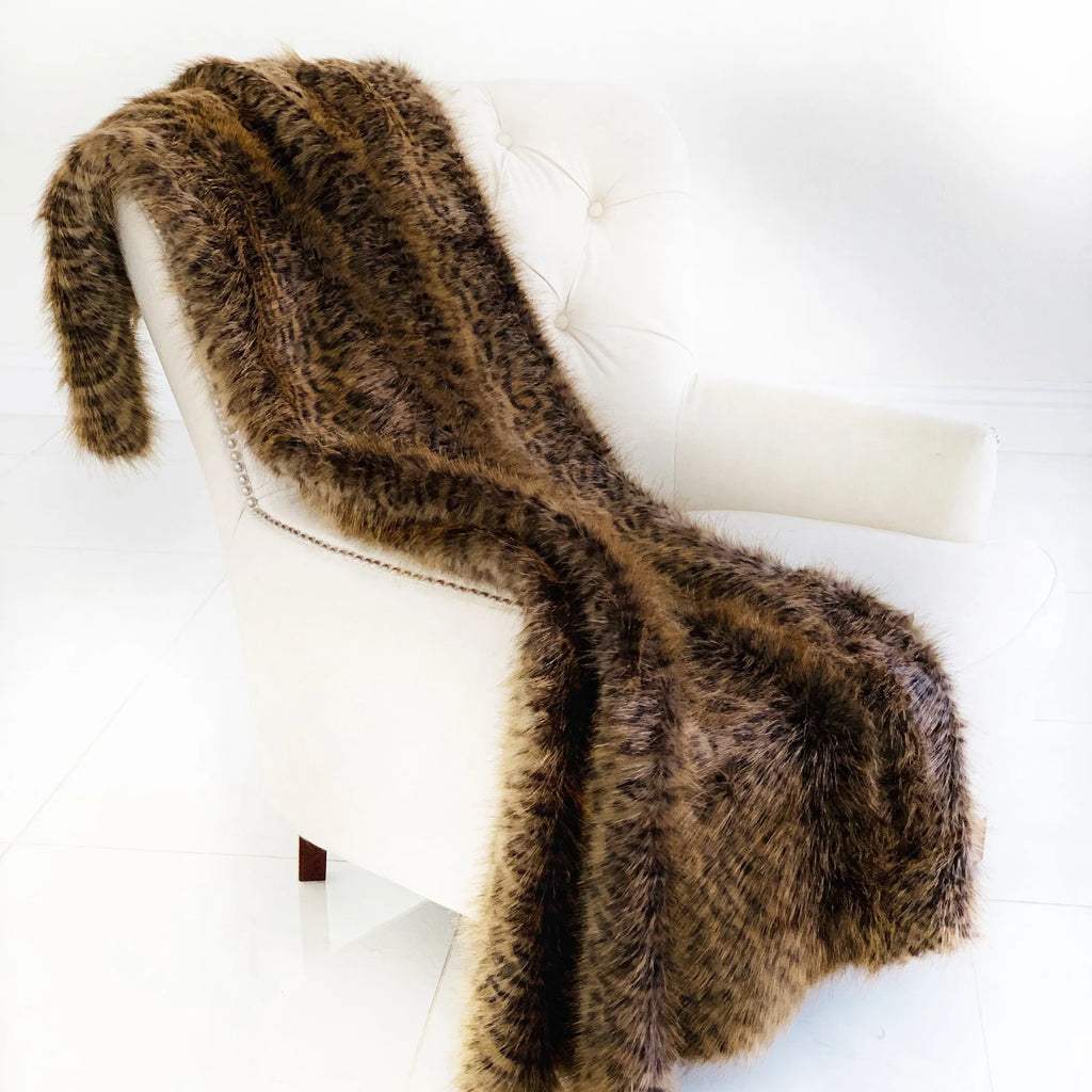 Plutus Plush Tawny WildCat Handmade Luxury Faux Fur Throw — view 2