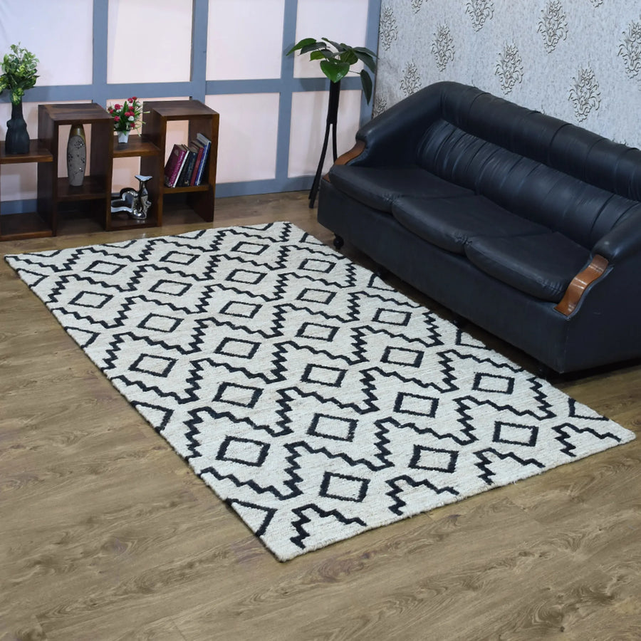 Rugsotic Carpets Hand Knotted Sumak Jute Eco-friendly Area Rug Geometric