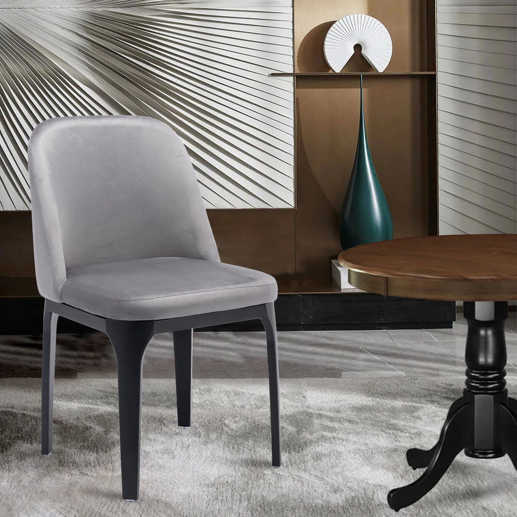 Gray And Black Upholstered Velvet Dining Side Chair — view 2