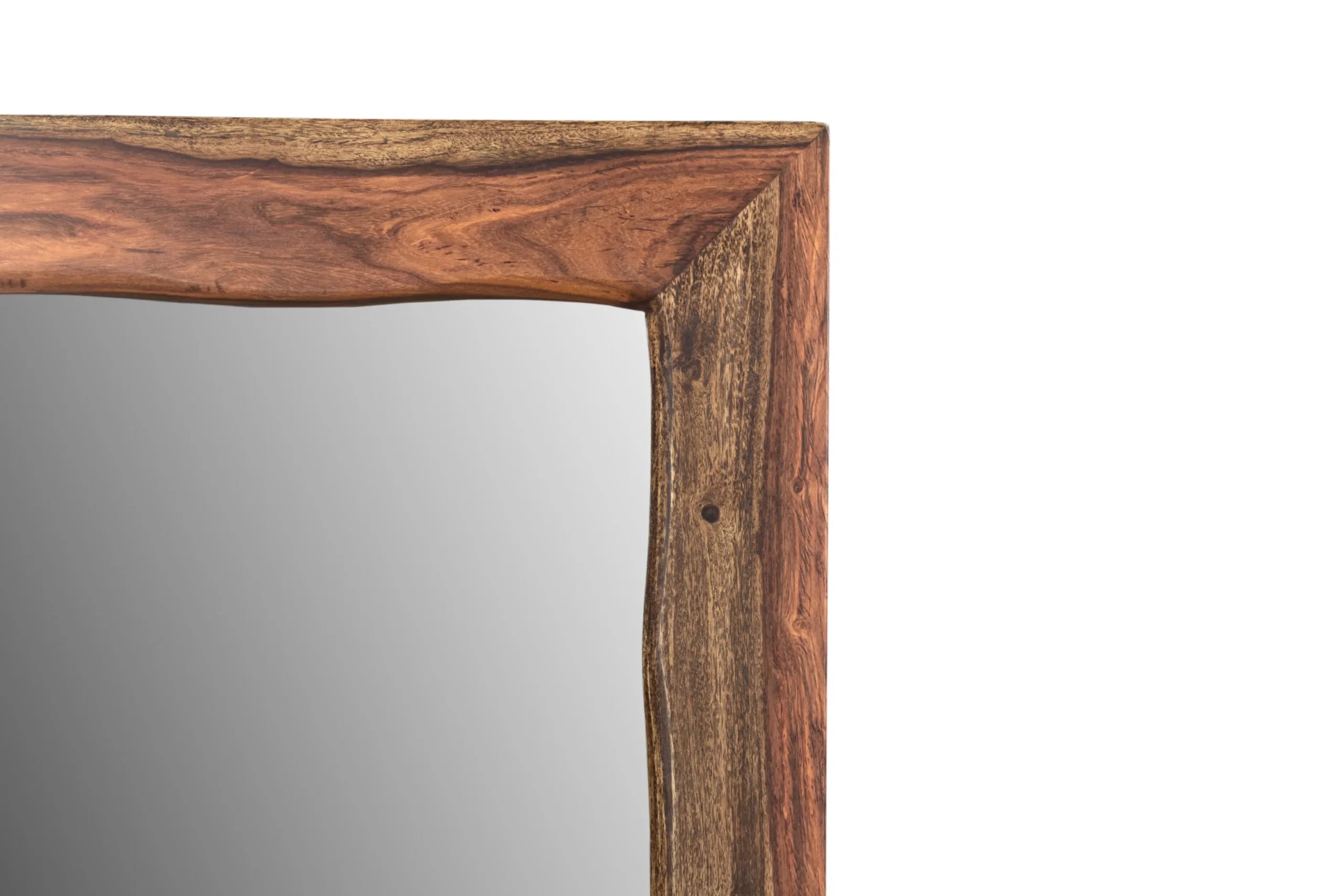 44″ Dark Brown Solid Wood Framed Accent Mirror — view 4