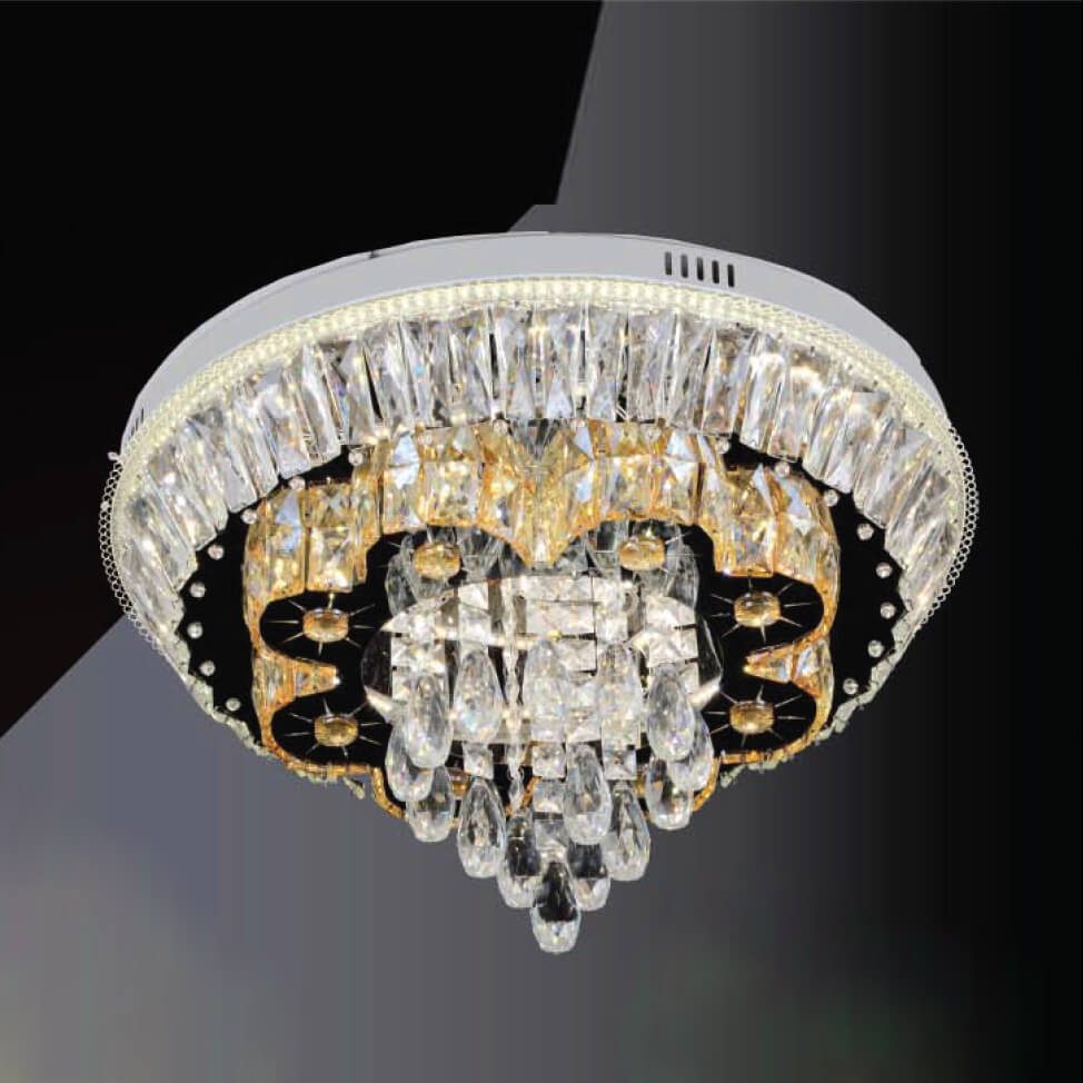Flush Mount Ceiling Light Black Mam Crystal MOR12