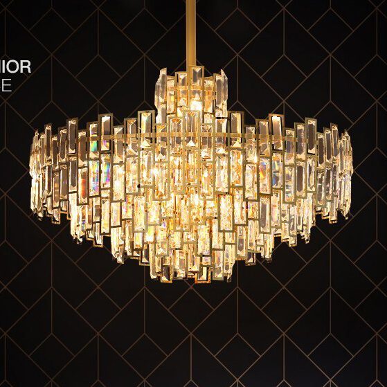 Living Room Pendant Light Black Chum Crystal PLK12