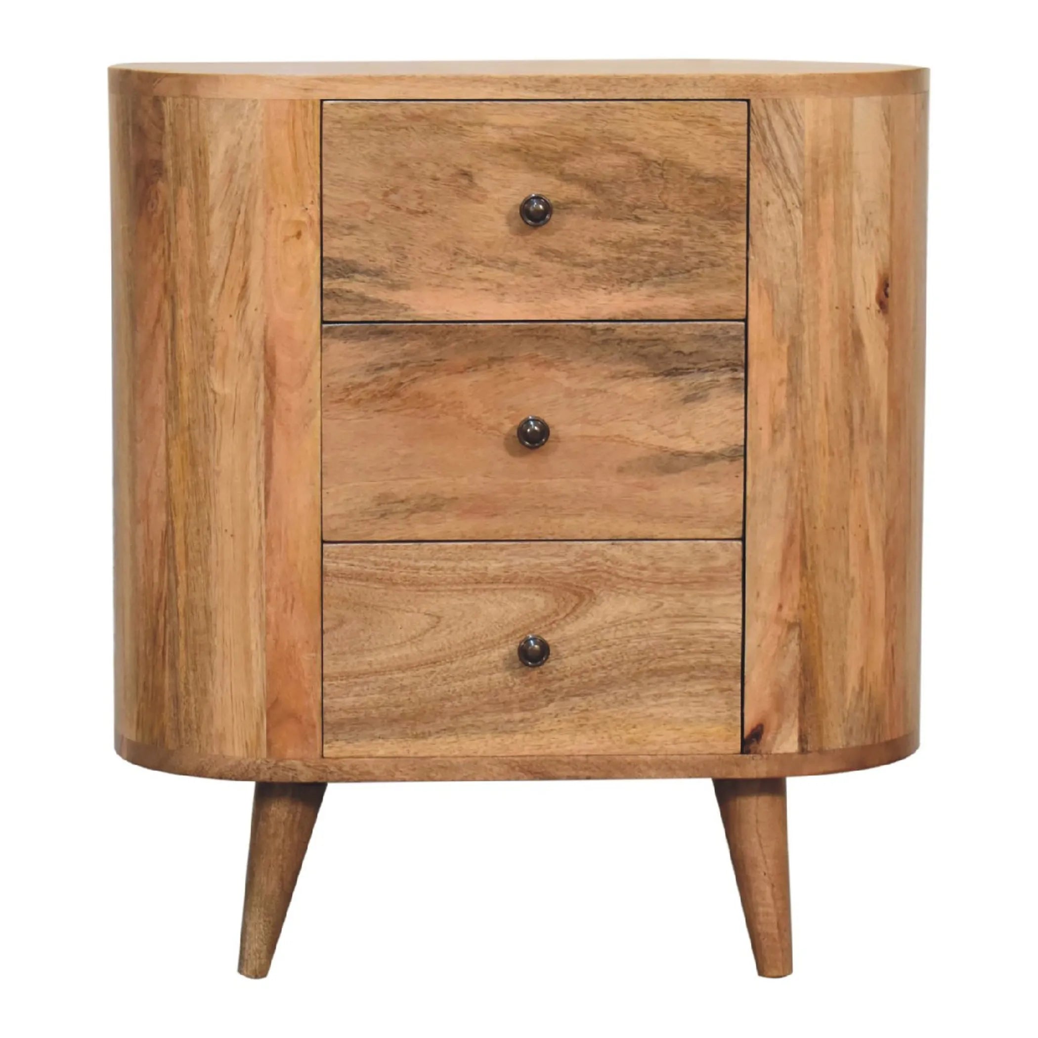 Solid Wood Oval Accent Cabinet With Three Drawers — view 3