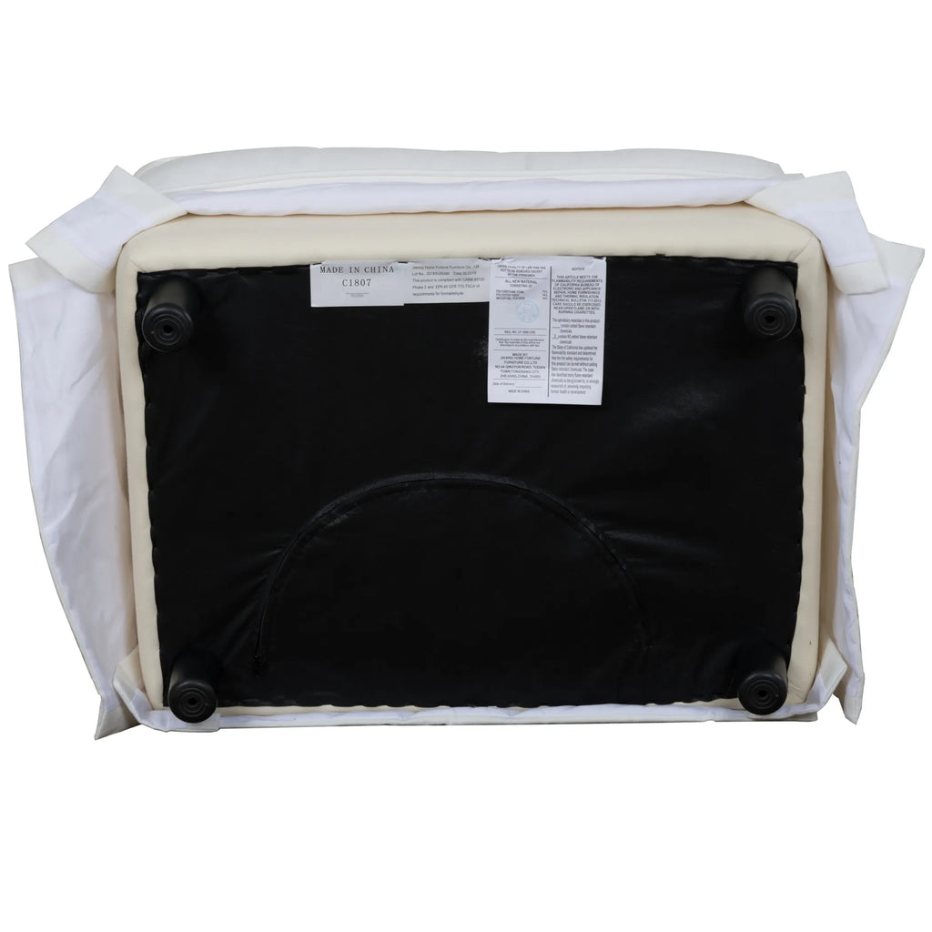 Sunset Trading Ariana Slipcovered Ottoman | Performance Fabric Washable Water-Resistant Stain-Proof | White — view 4