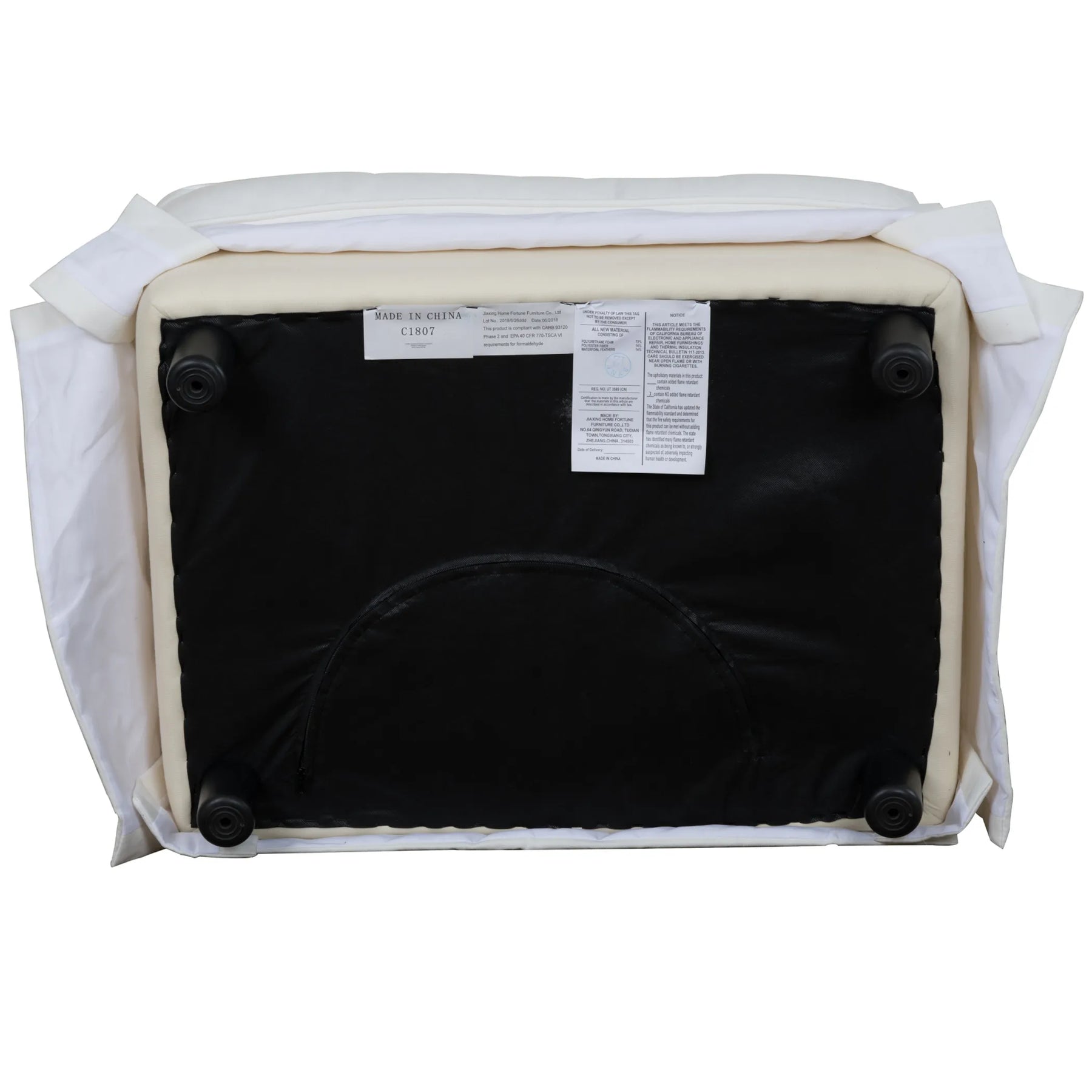 Sunset Trading Ariana Slipcovered Ottoman | Performance Fabric Washable Water-Resistant Stain-Proof | White — view 4