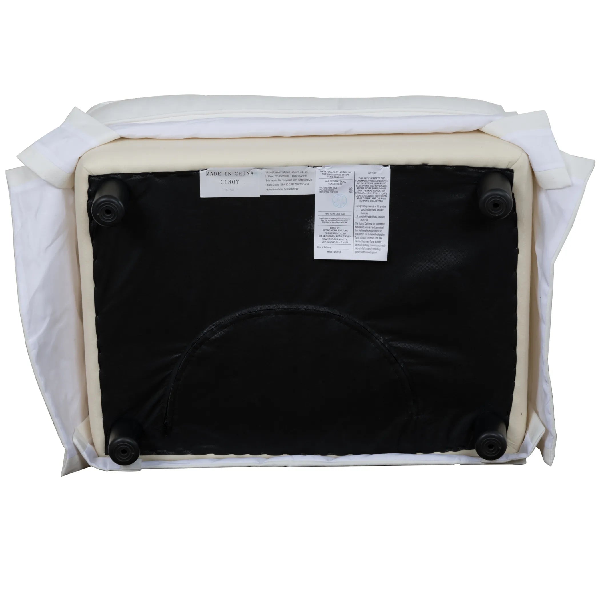 Sunset Trading Ariana Slipcovered Ottoman | Performance Fabric Washable Water-Resistant Stain-Proof | White — view 4