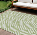 10′ X 14′ Artichoke Green And Ivory Geometric Washable Indoor Outdoor Area Rug