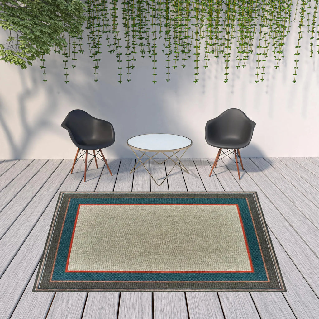8′ X 10′ Blue and Gray Stain Resistant Indoor Outdoor Area Rug — view 2