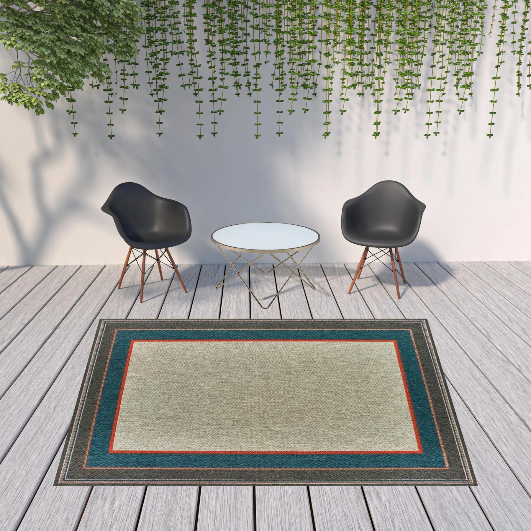 8′ X 10′ Blue and Gray Stain Resistant Indoor Outdoor Area Rug — view 2