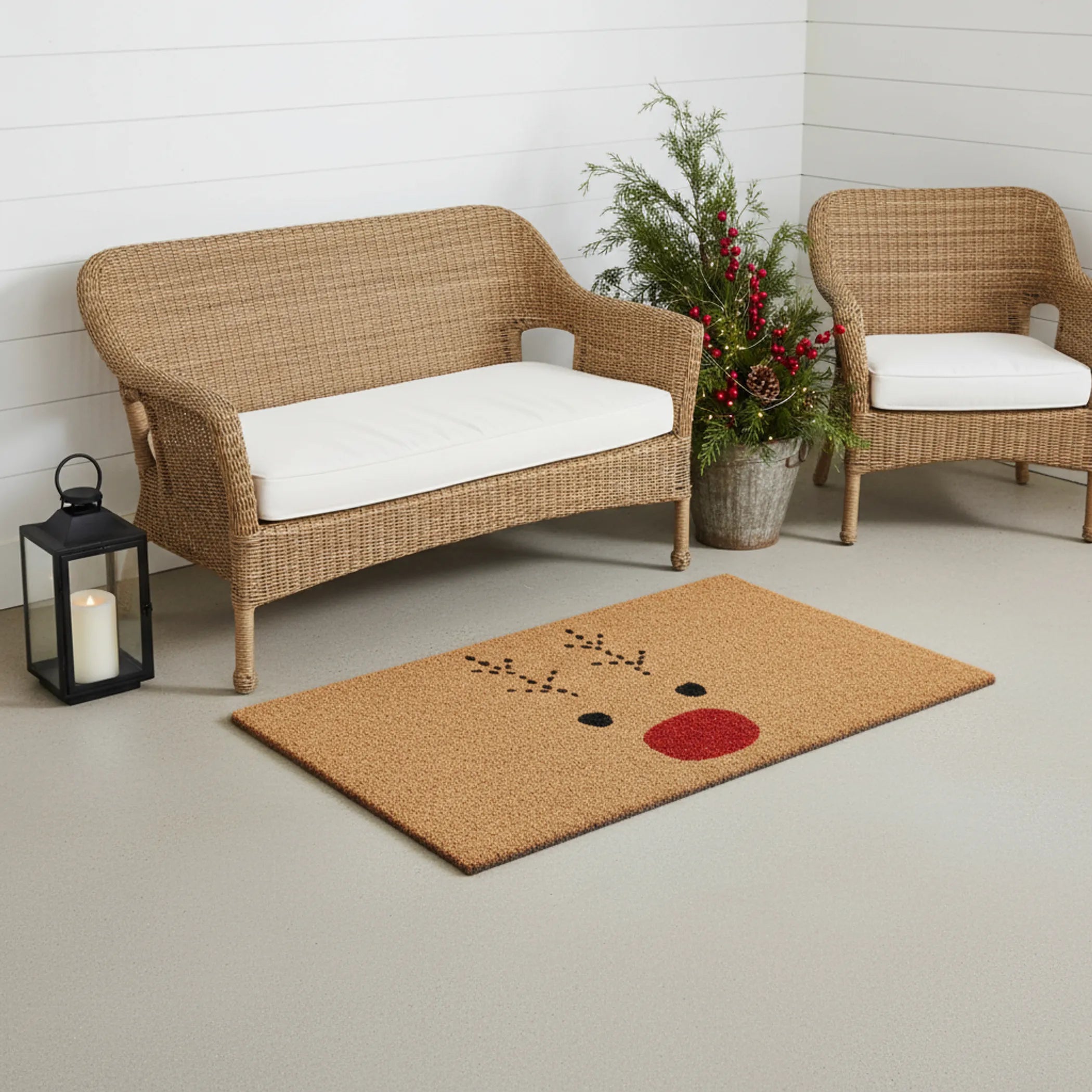 Christmas Reindeer Outdoor Coir Door Mat