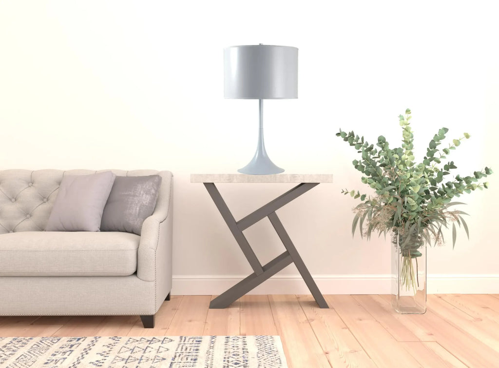 25″ White Metal Table Lamp With White Classic Drum Shade — view 3