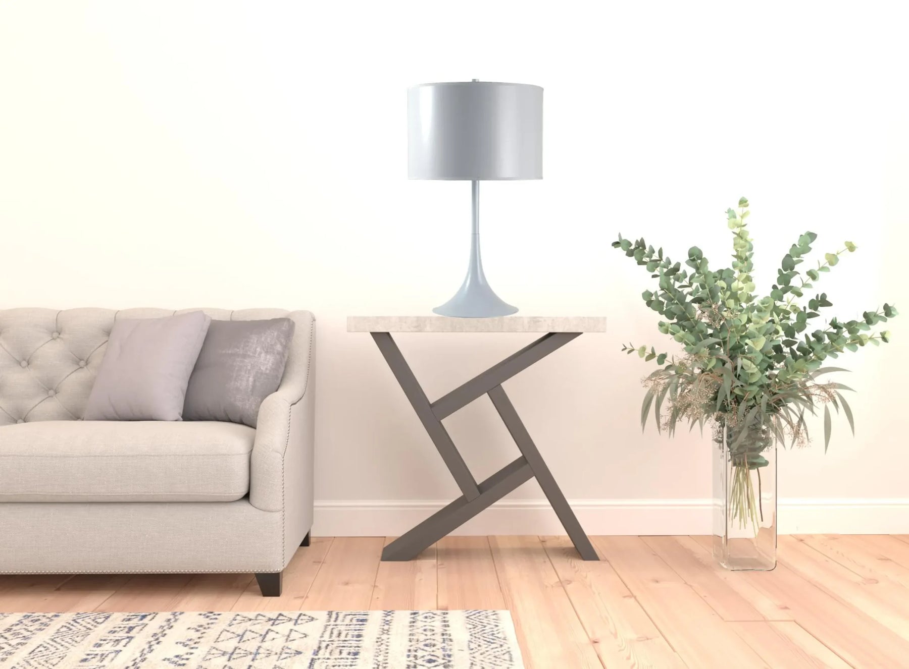 25″ White Metal Table Lamp With White Classic Drum Shade — view 3