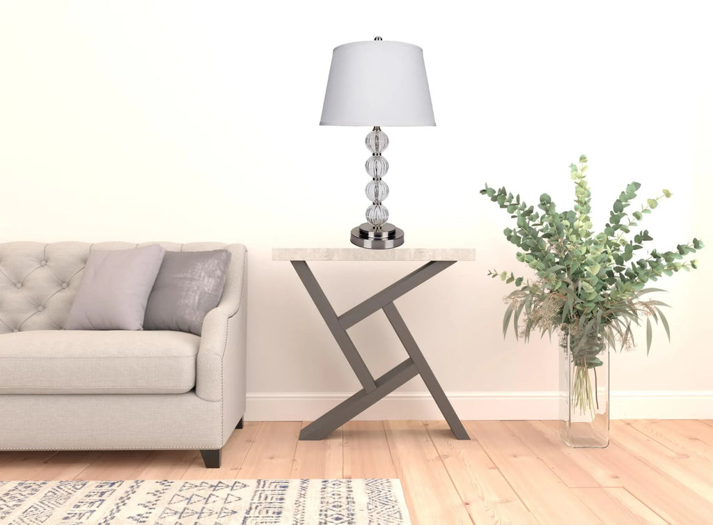 29″ Silver Metal Table Lamp With White Classic Empire Shade — view 3