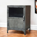 20″ Silver Metal Accent Cabinet With Two Shelves