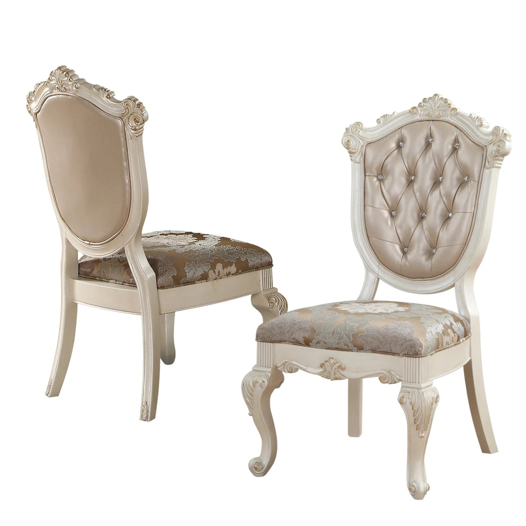 Set of Two Upholstered Faux Leather And Solid Wood Dining Side Chairs — view 2