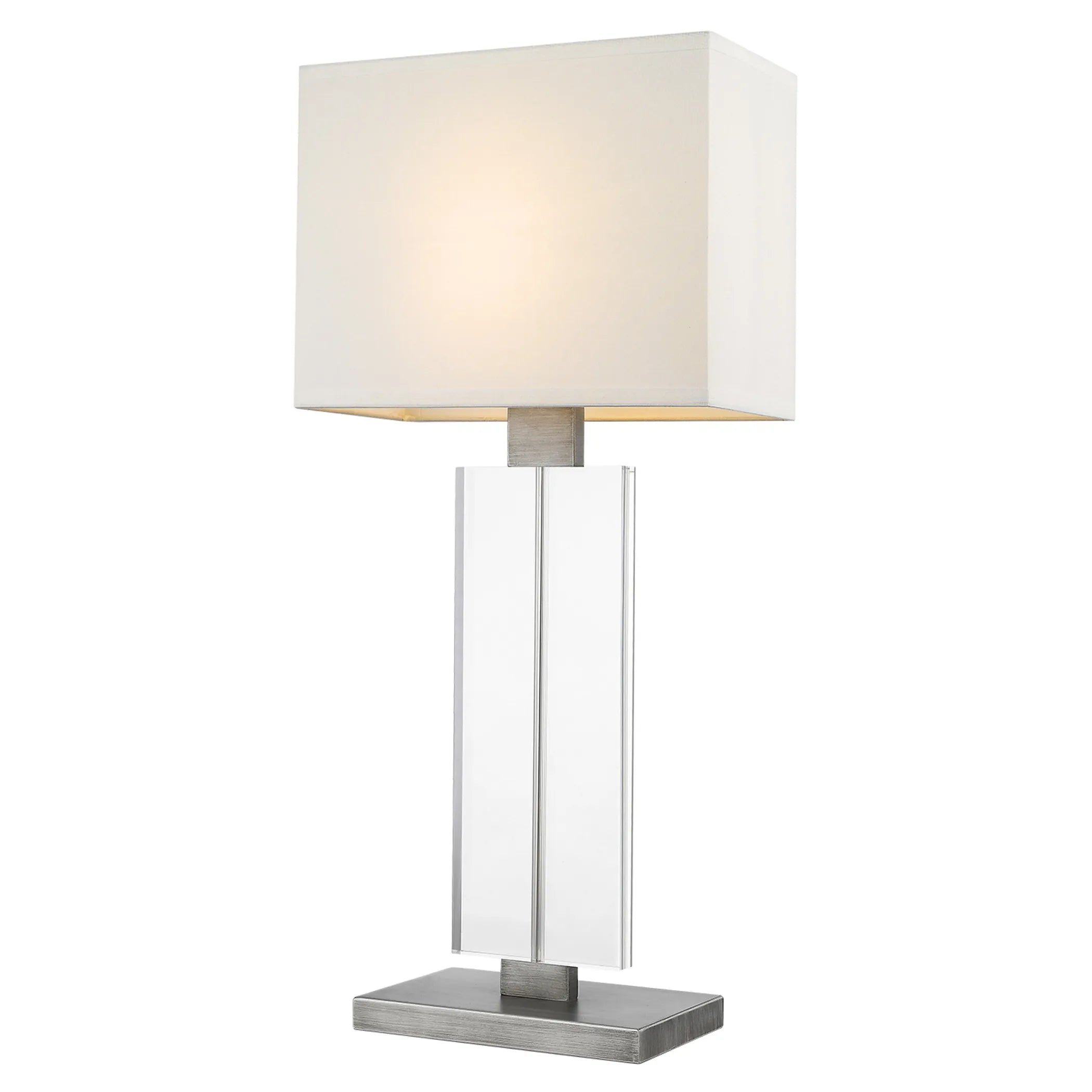 31″ Silver Metal and Acrylic Buffet Lamp With White Shade — view 2