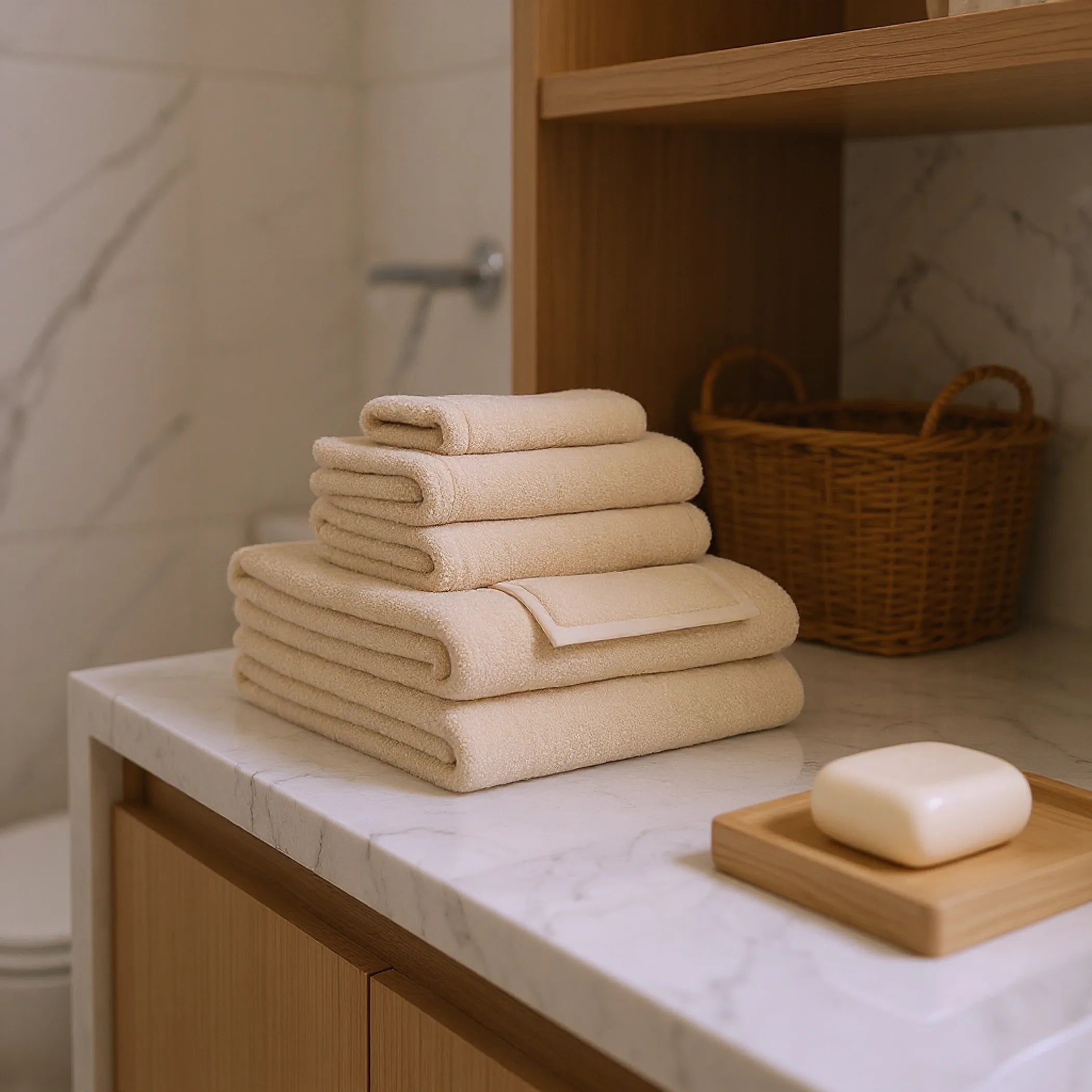 Set of Six Cotton Quick Dry Terry Cloth Towels