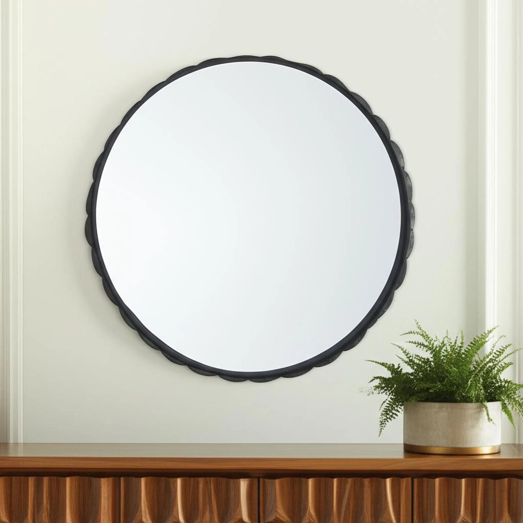 Metal Scalloped Framed Accent Mirror