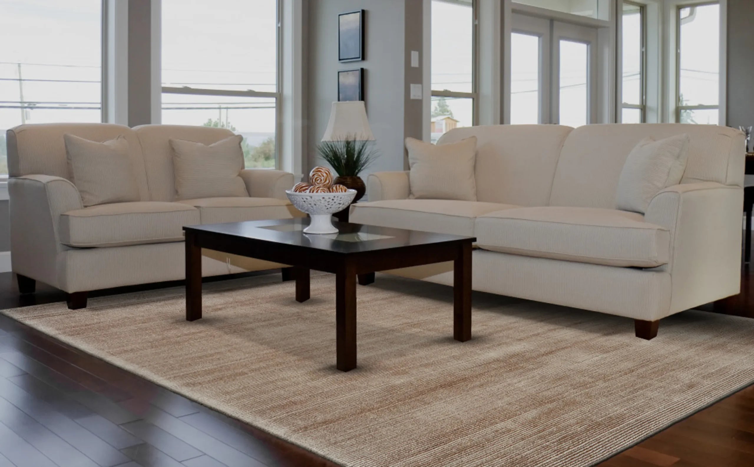 5′ X 8′ Tan Ivory And Taupe Hand Woven Area Rug — view 3