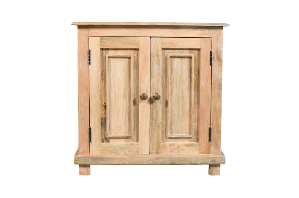 28″ Distressed Natural Solid Wood Nightstand With Storage