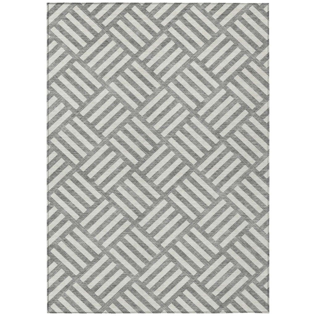10′ X 14′ Gray And Ivory Geometric Washable Indoor Outdoor Area Rug — view 2
