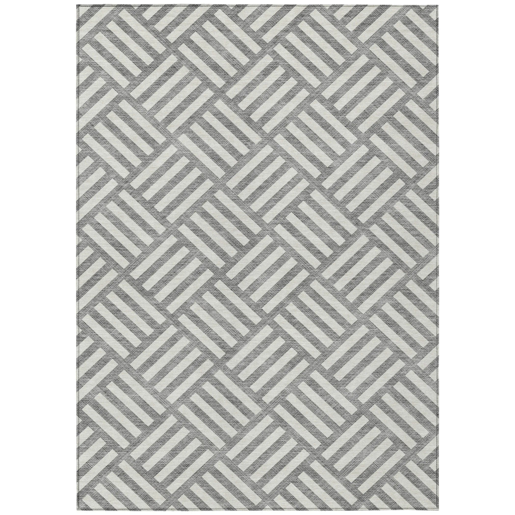 10′ X 14′ Gray And Ivory Geometric Washable Indoor Outdoor Area Rug — view 2