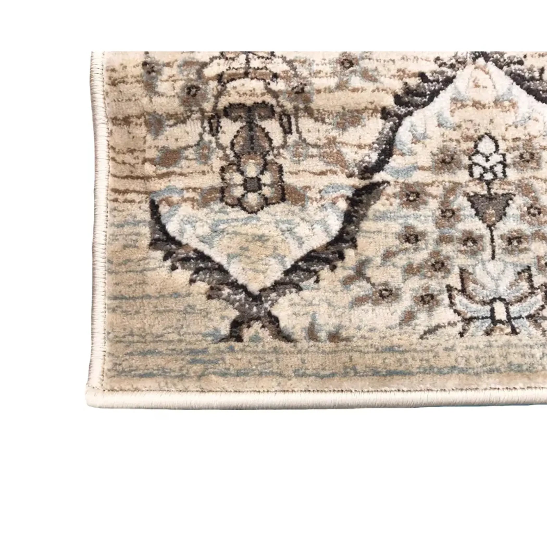 7’10” x 10’3″ Feet Vintage Beige Blue Silky Glam Area Rug — view 3