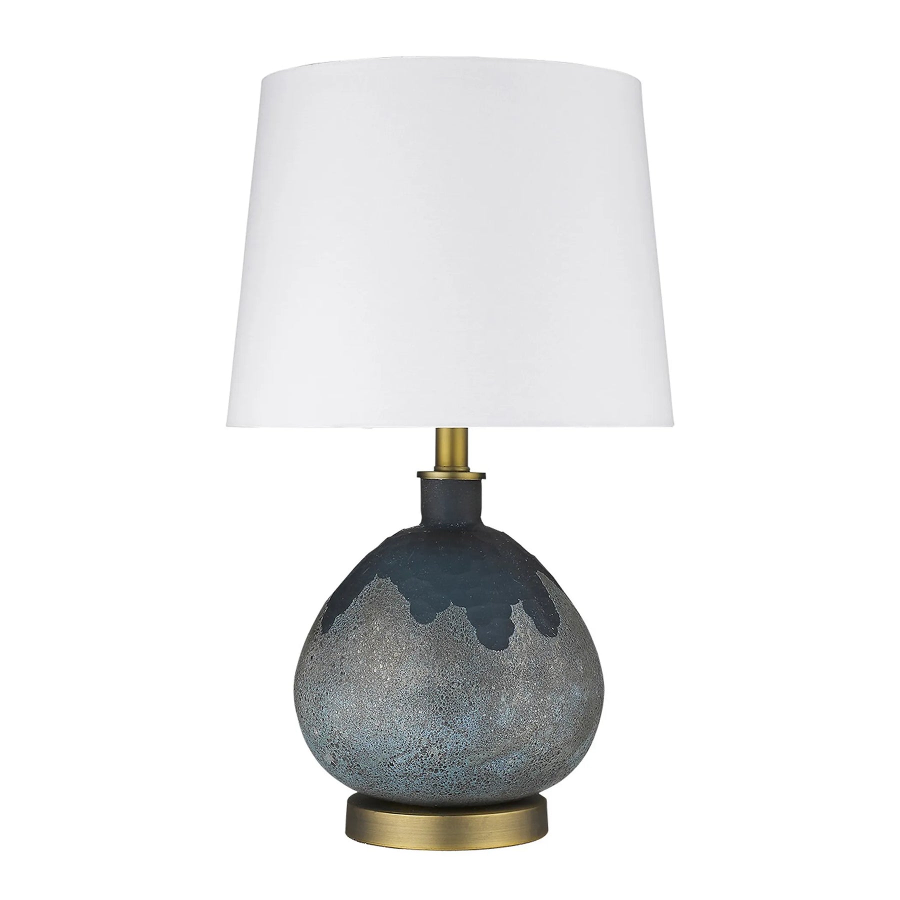 22″ Teal Blue Concrete Gourd Table Lamp With Cream Empire Shade — view 2