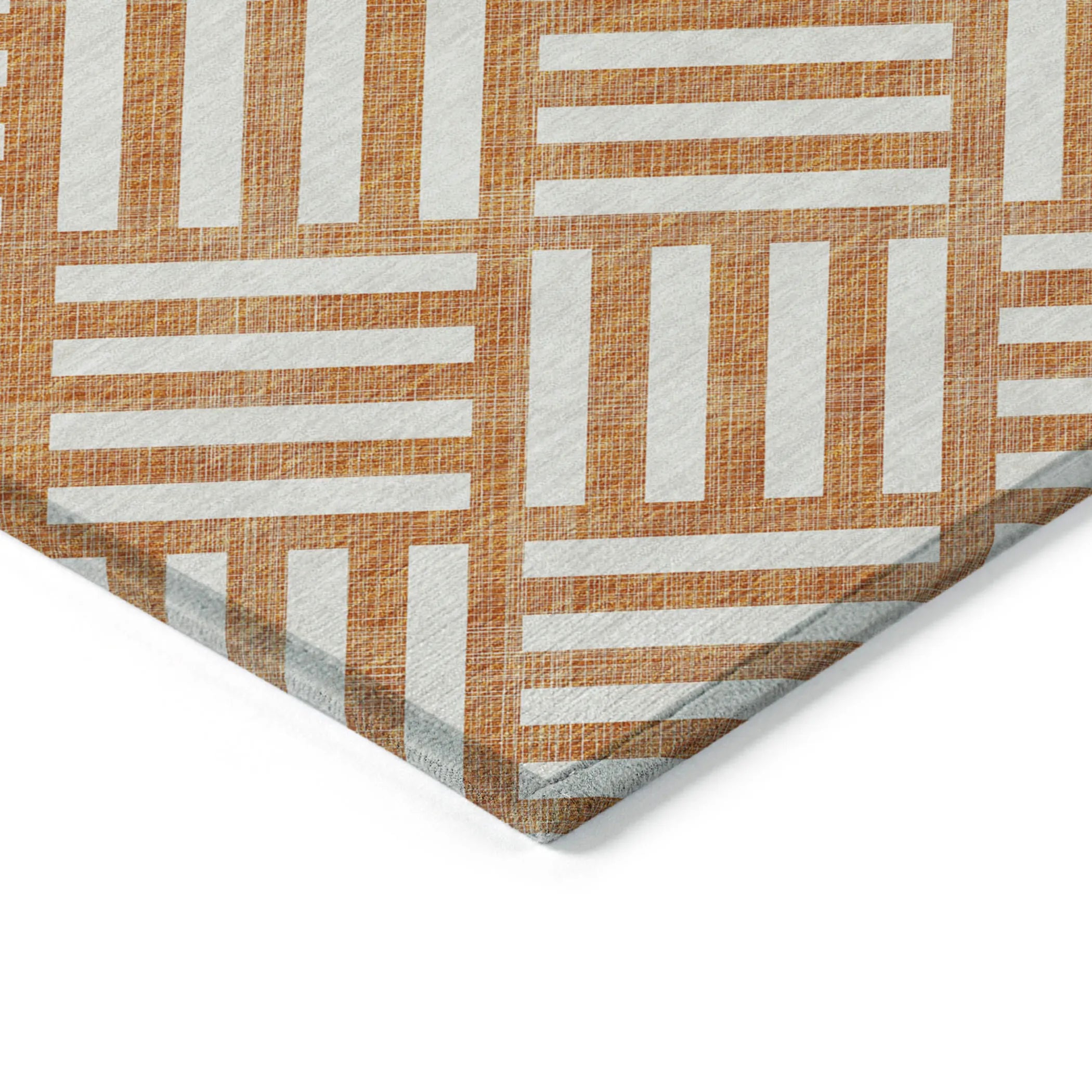 9′ X 12′ Orange And Ivory Geometric Washable Indoor Outdoor Area Rug — view 4