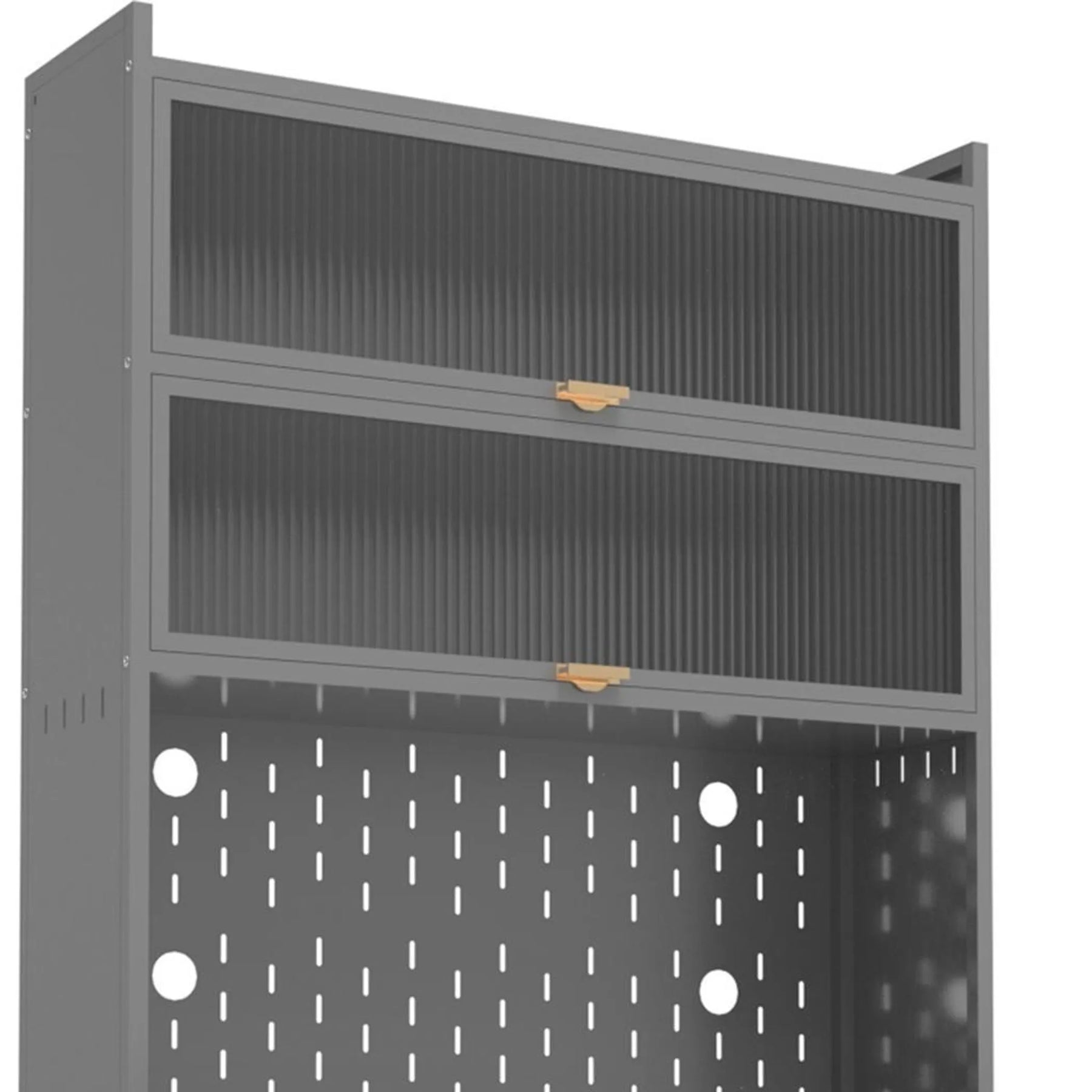 Stainless Steel Textured Door Dining Hutch With Two Doors — view 4
