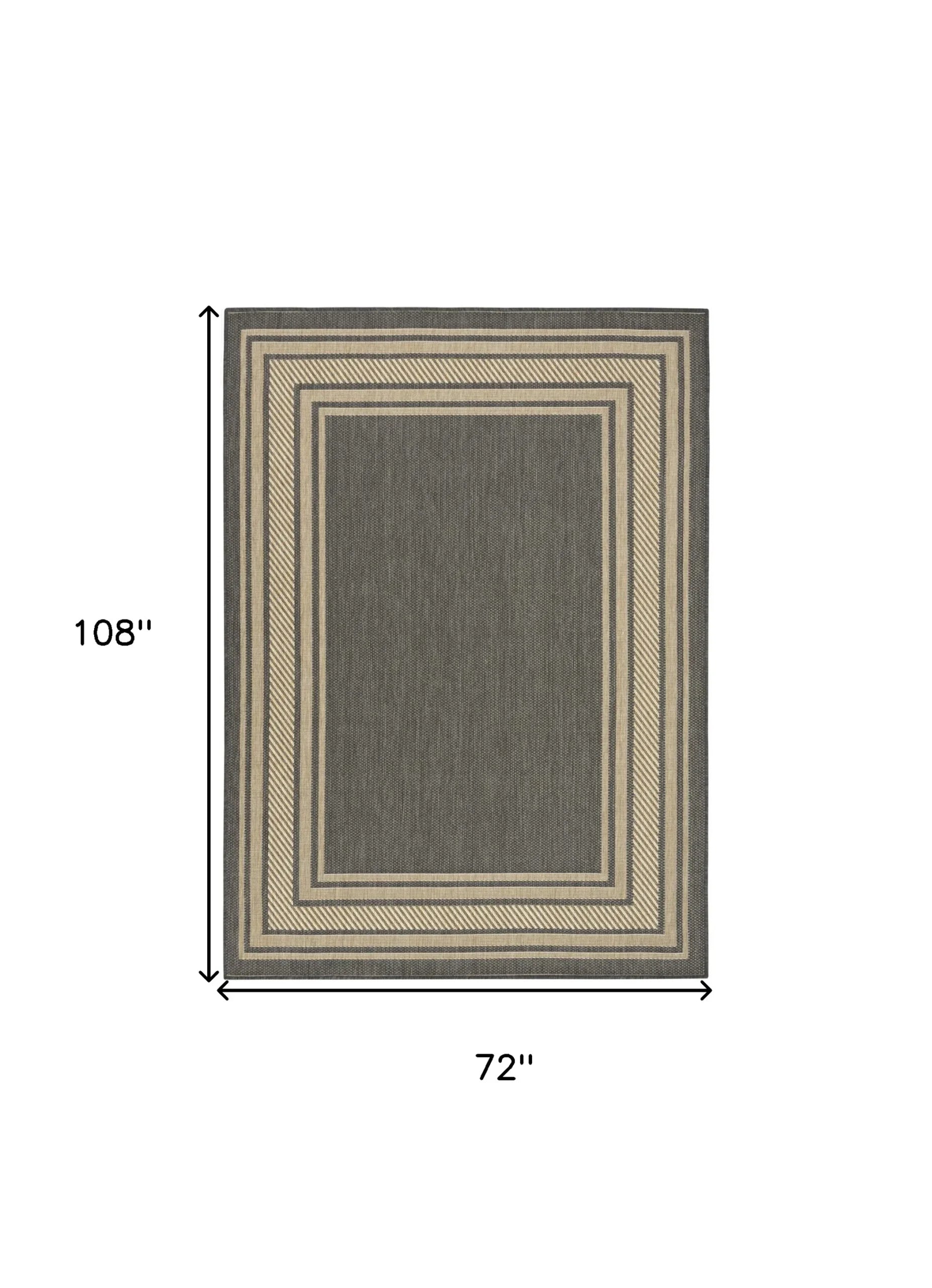 6′ X 9′ Charcoal Geometric Indoor Outdoor Area Rug — view 2