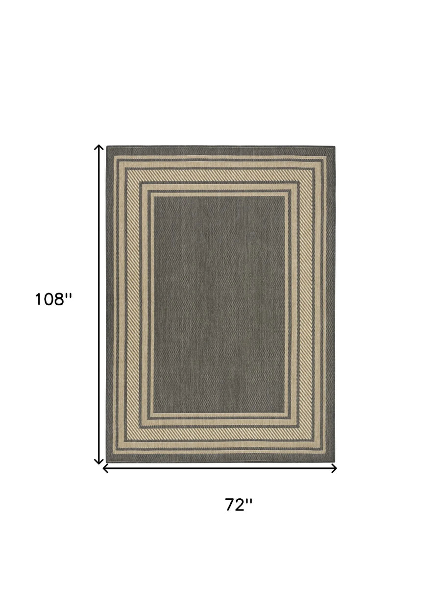 6′ X 9′ Charcoal Geometric Indoor Outdoor Area Rug — view 2