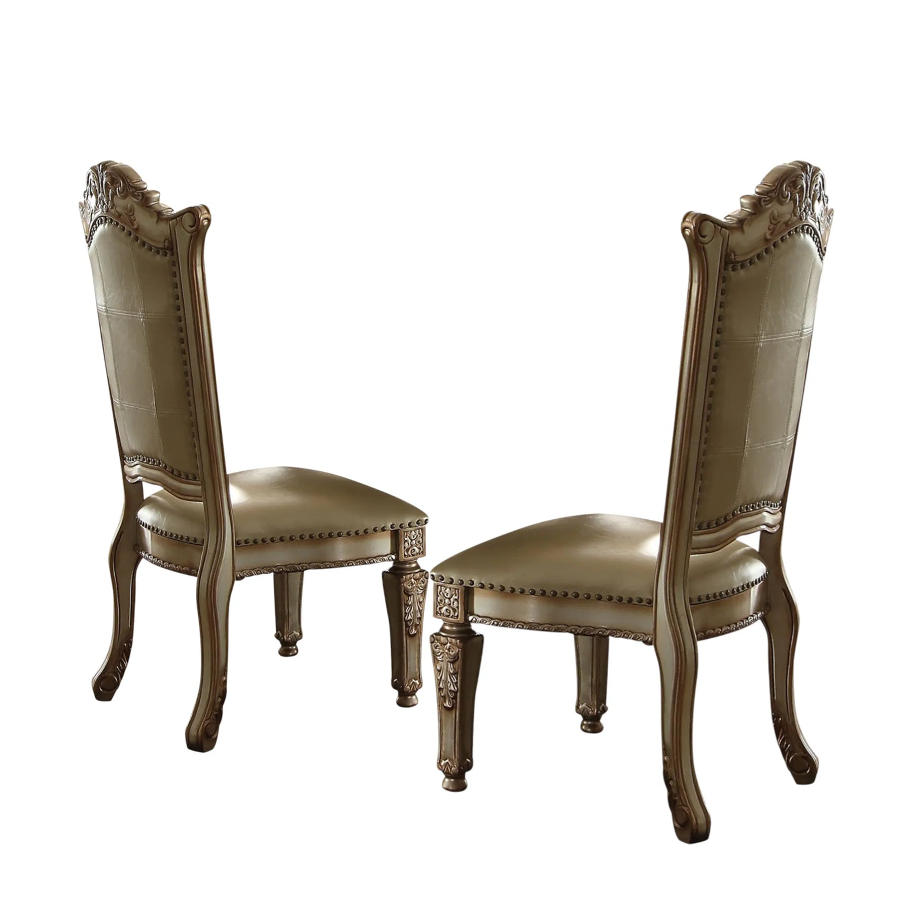Set of Two Upholstered Faux Leather And Wood Dining Side Chairs — view 2