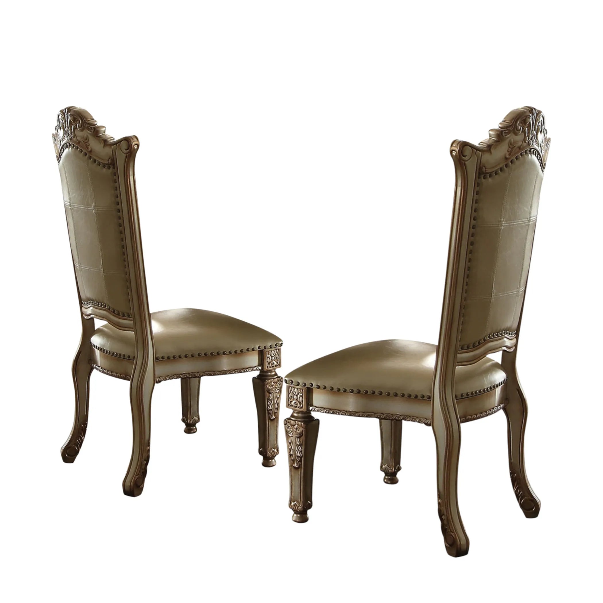 Set of Two Upholstered Faux Leather And Wood Dining Side Chairs — view 2