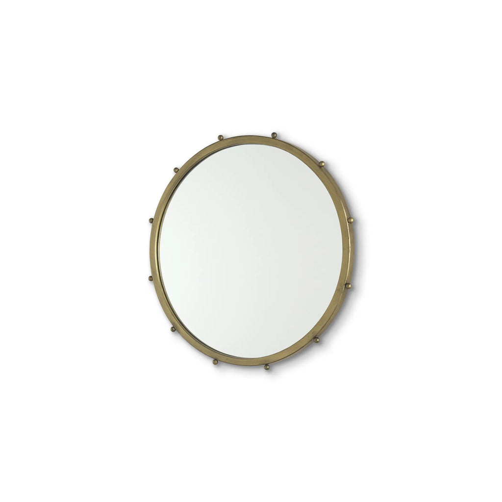 Metal Beaded Round Framed Accent Mirror