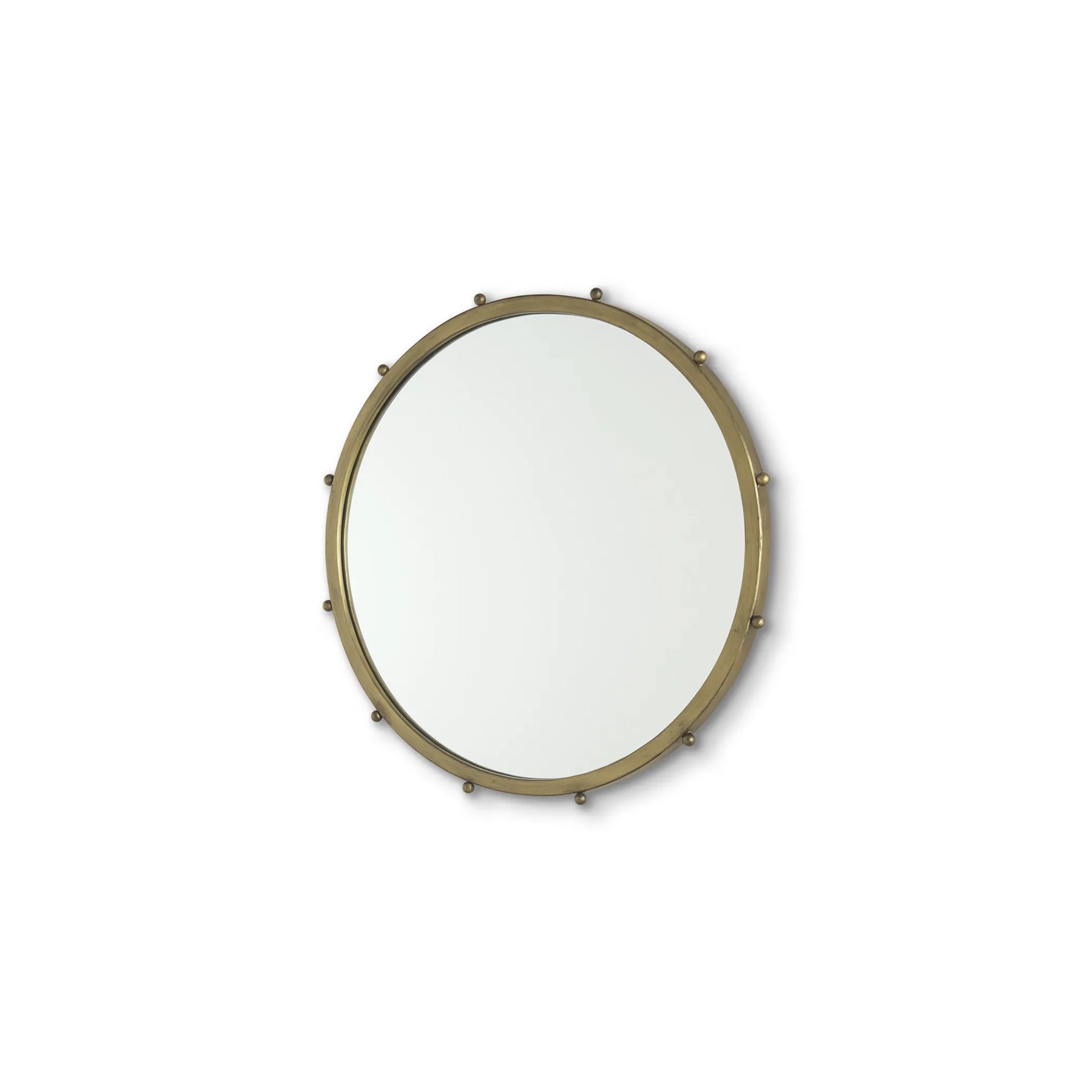 Metal Beaded Round Framed Accent Mirror