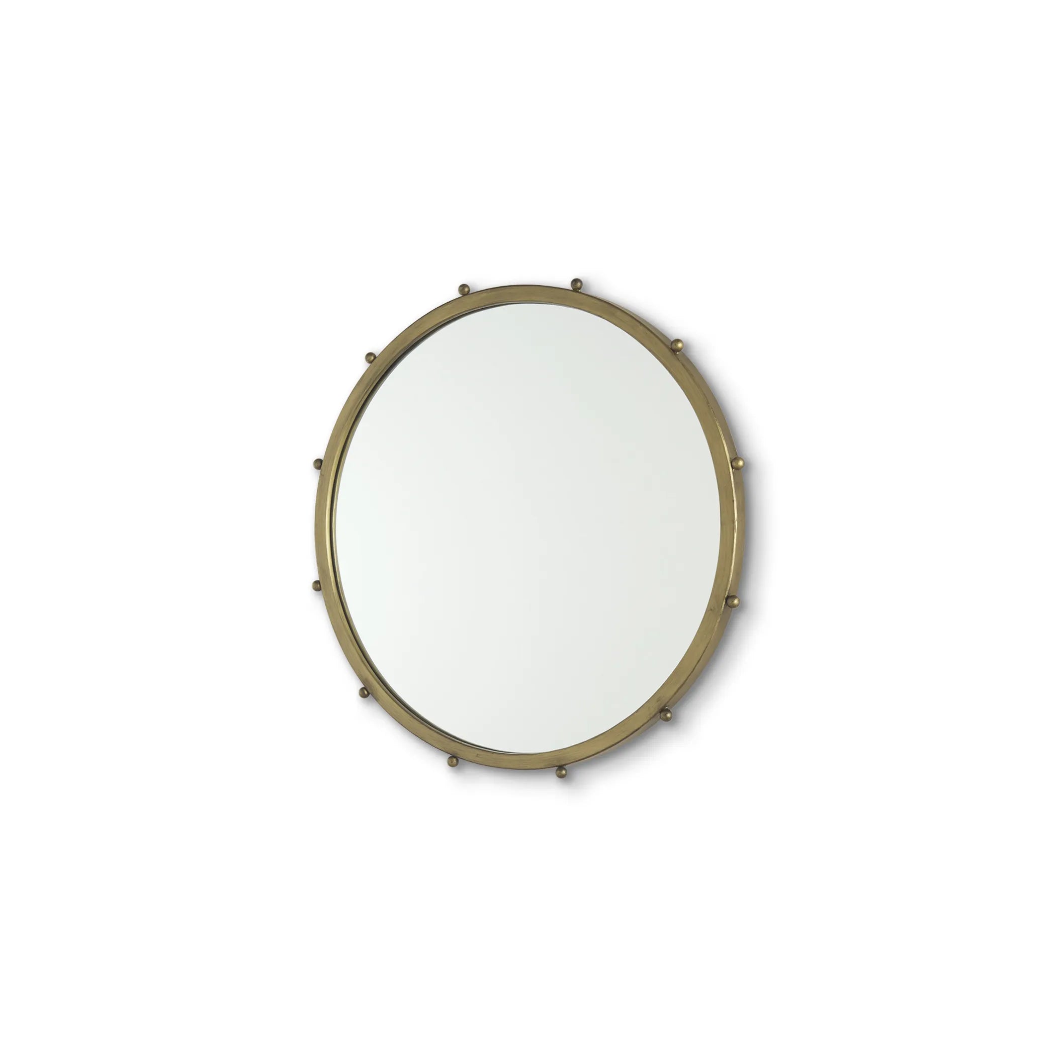 Metal Beaded Round Framed Accent Mirror