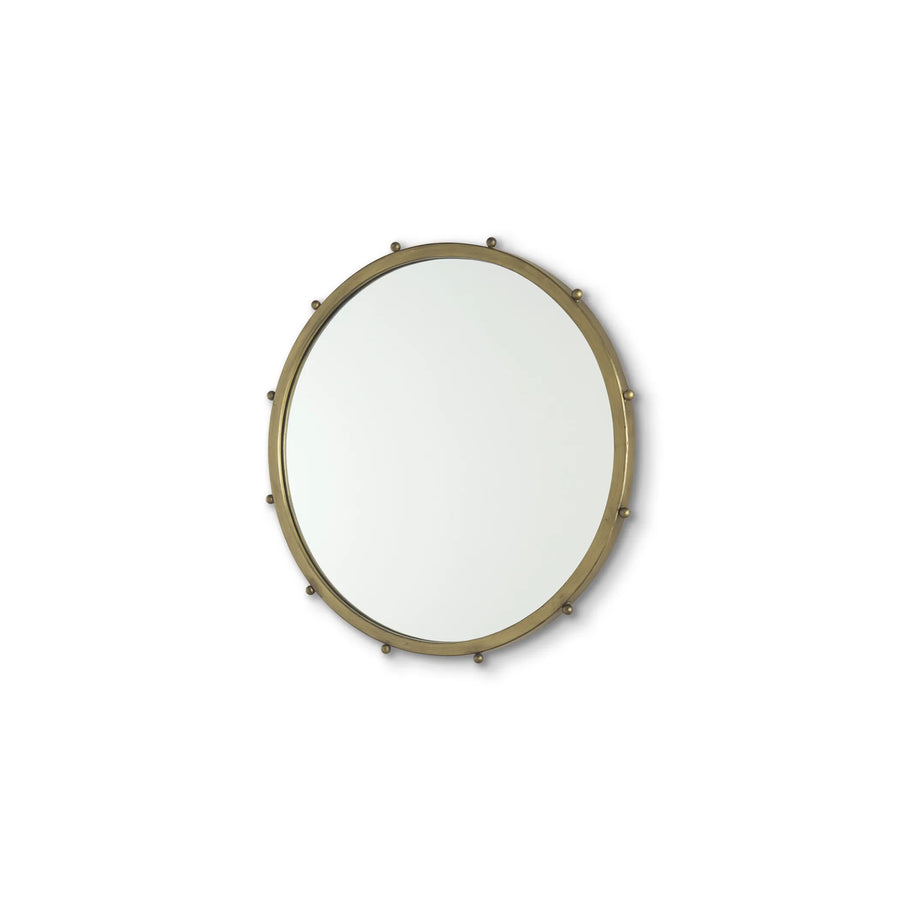 Metal Beaded Round Framed Accent Mirror